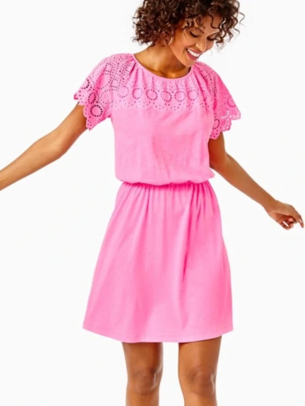 Lilly Pulitzer Taylinn Dress Prosecco Pink Eyelet Lace Summer Vacation Size XL